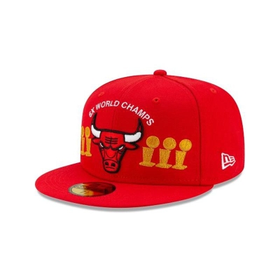 Chicago Bulls Gorra | New Era NBA Championship Trophy 59fifty Fitted Cap Mexico - Negros